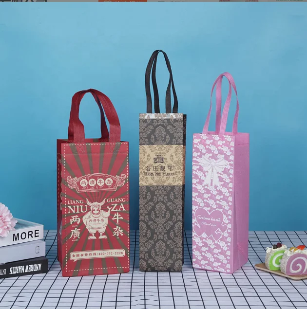 Customized Non Woven Two Cups Bottle Wine Bag with Logo Printing