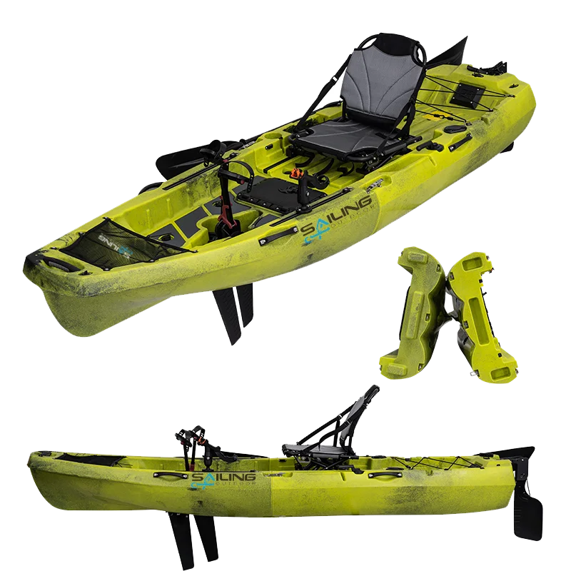 Pro Angler 10 футов LLDPE 1 человек одинарная двойная Складная рыболовная педаль пластиковая модульная каяк с плавником привода