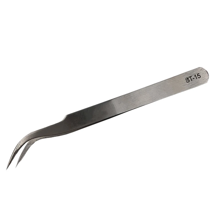 ST-15 Full Size OEM Logo Stainless Steel Eyelash Extension Elestronics Repairing Assembling Tool ESD-Safe Tweezers