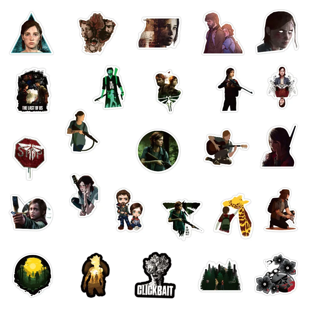 50Pcs Game The Last of Us Vinyl Decorative Stickers For Game Console Laptop Bottle Refrigerator Vinyl Label Pack