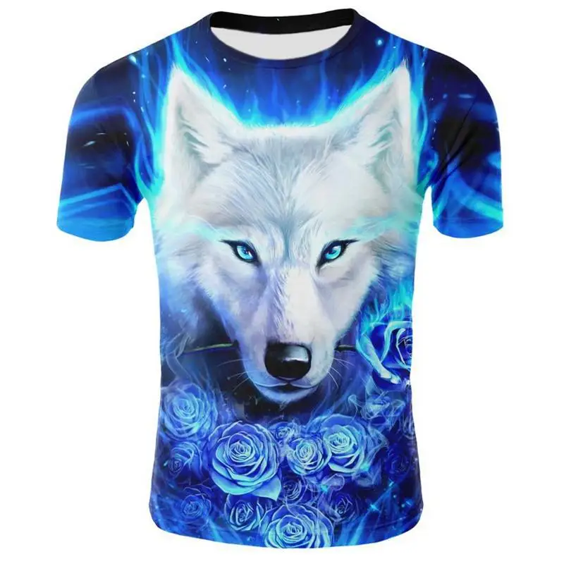Wholesale 3d Animal Wolf Sublimation Chinese T Shirt Unisex Printed Oversized T-shirt Wholesale 3d Embossed Printing T Shirt