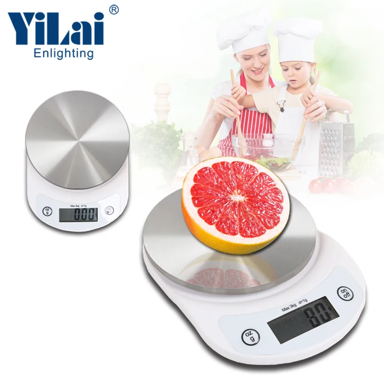 Оптовая продажа 3 кг электронные кухонные весы для еды цифровые круглые
