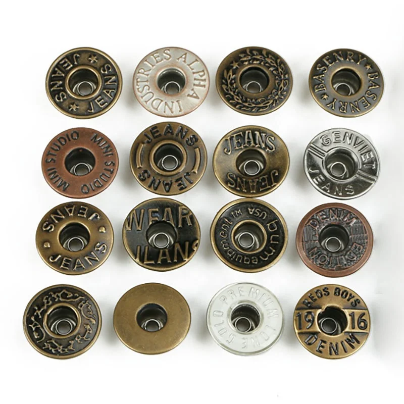 Jean Button Hot Sale Custom Logo Embossed Engraved Metal Denim Jeans Button