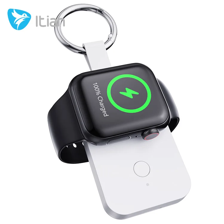 Itian Ultra Thin Portable Compact Magnetic Wireless 1000 mAh Keychain Power Bank for Apple Smart Watch iWatch iPhone Charger