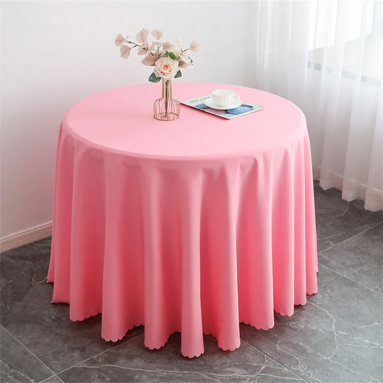 Hot Sell Nordic Pink Round Table Cover Polyester Solid Color Washable Tablecloth For Home Party Wedding Events Banquet Decor