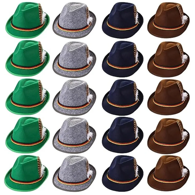 2024 New Style Custom Felt Fedora Cap Party Top Men German Beer Oktoberfes Hats