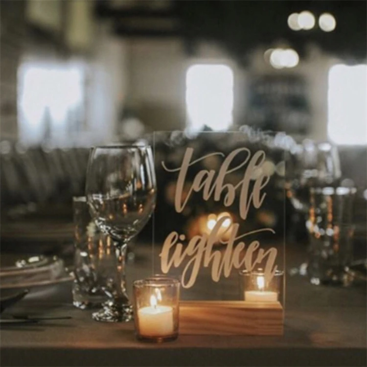 A&C Clear Acrylic Geometric Wedding Table Numbers for Wedding Table Decoration