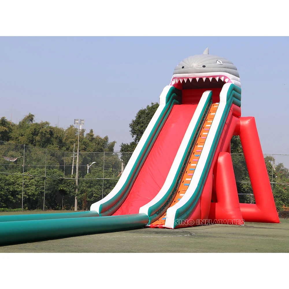 12m High Blow up Giant Shark Inflatable Water Slide with Pool Track for Adults Beach and Water Parks Entertainment