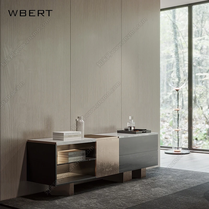 WBERT Italian Luxury Solid Wood TV Cabinet for Hotel Guest Room Modern Simple Entrance  Living Room Apartment Decoration Cabinet