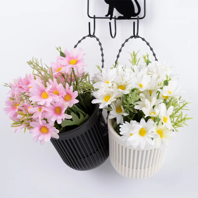 Wall hanging flower pot balcony wall succulent hydroponic plant hanging orchid flower pot wall hanging plastic small pot black