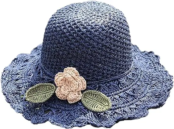 BESTELLA Brand Wholesale custom logo print Bohemian Elegant Crochet women summer wide brim sunshade flower foldable straw hat