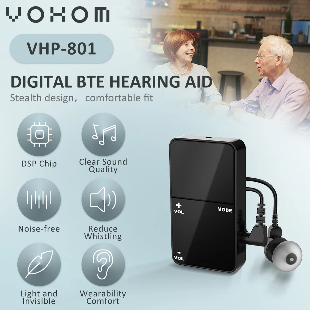 VOHOM portable pocket hearing aid for hearing loss china good price MINI hearing amplifier