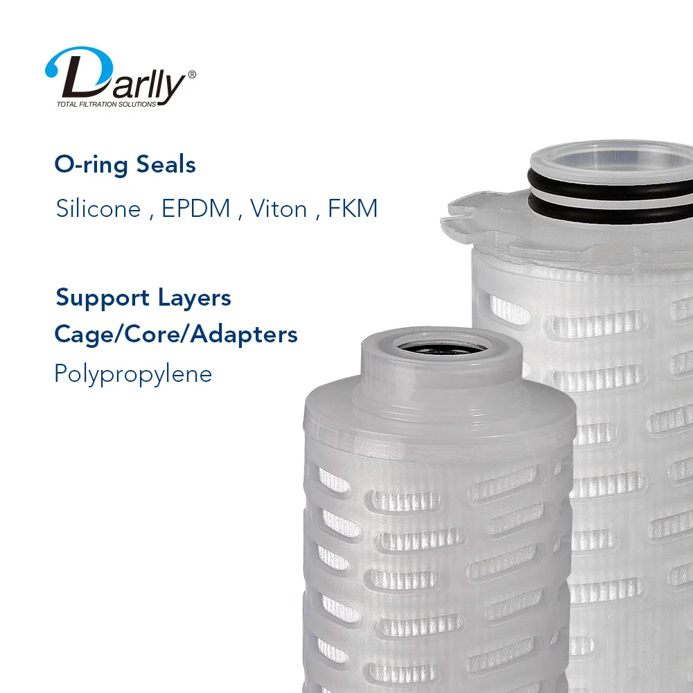 Replacement Types PP PTFE PES Pleated Sterile Filter Cartridge Small 5 inch Membrane Water Pharma Filter For Sterile Filtration