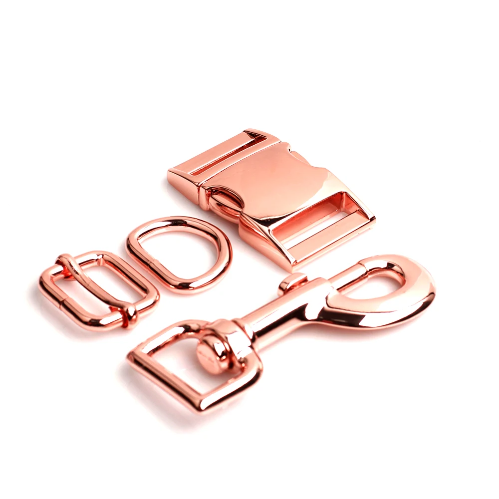 Hot Selling 25mm Dog Collar Hardware Metal Accessories Rainbow Tri-Grlide Side Release Buckle D Ring and Dog Hooks Sets