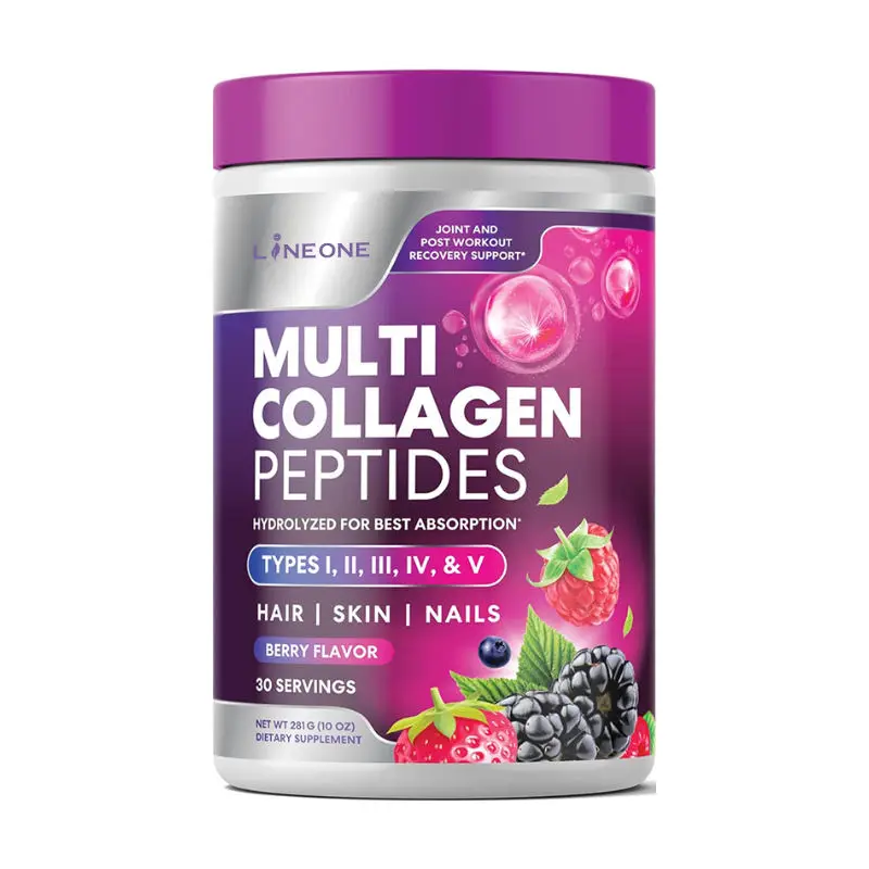 OEM Customized Multi  Collagen Peptides Powder Skin Whitening Glow Digestive Enzymes for Hair nails beauty Supplement