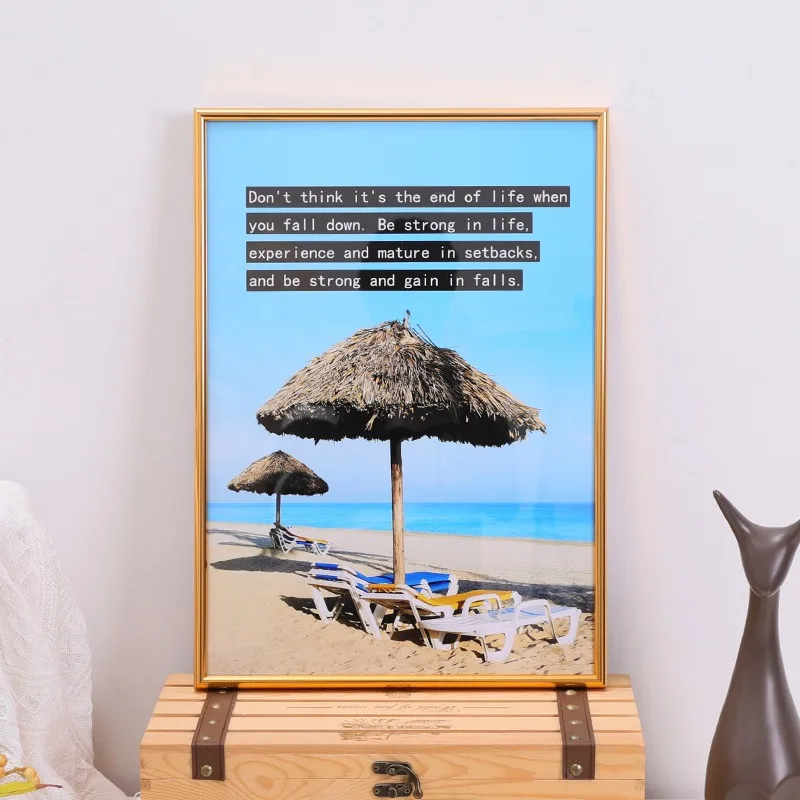 A3 A4 Silver Gold Rose Black Anodizing Metal Photo Frame Brushed Aluminium Painting Photo/Picture Frame wall  hanging