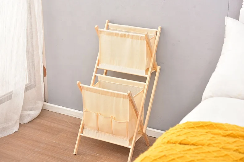 Zhonglu Custom Wood and Fabric Newspaper Magazine Rack Brochure Stand Display Shelf