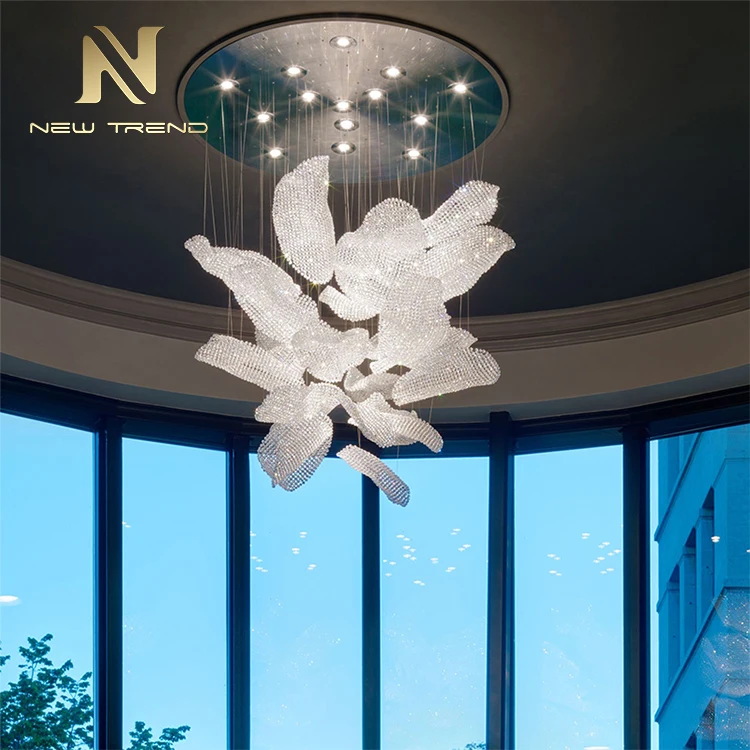 Art Design Ballroom Hotel Lobby Hall Decoration Project Lighting Ceiling Large Crystal Chandelier