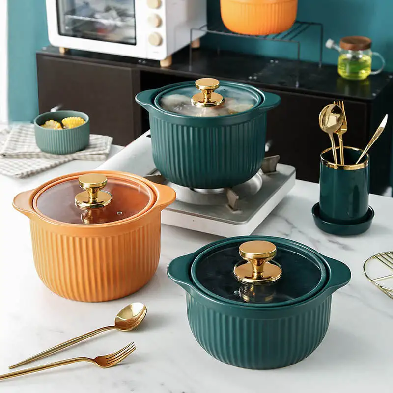 Open fire spodumene casserole high temperature ceramic pot household gas stew pot non-stick pot casserole