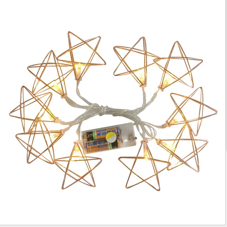 
10/20 Iron LEDs European Stars Led Decoration Battery-fed Strings Fairy Lights garlands Wedding Christmas party Light 
