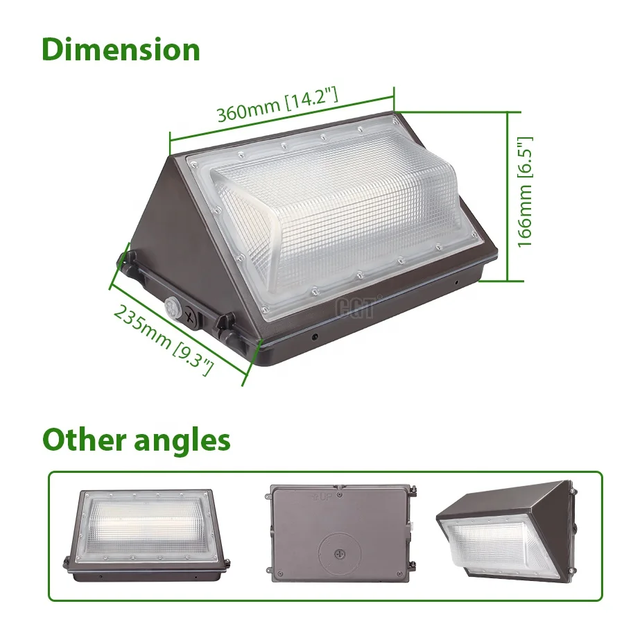ETL DLC 100-277VAC Photocell Sensor Dusk To Dawn IP65 Outdoor LED Wall Pack Light