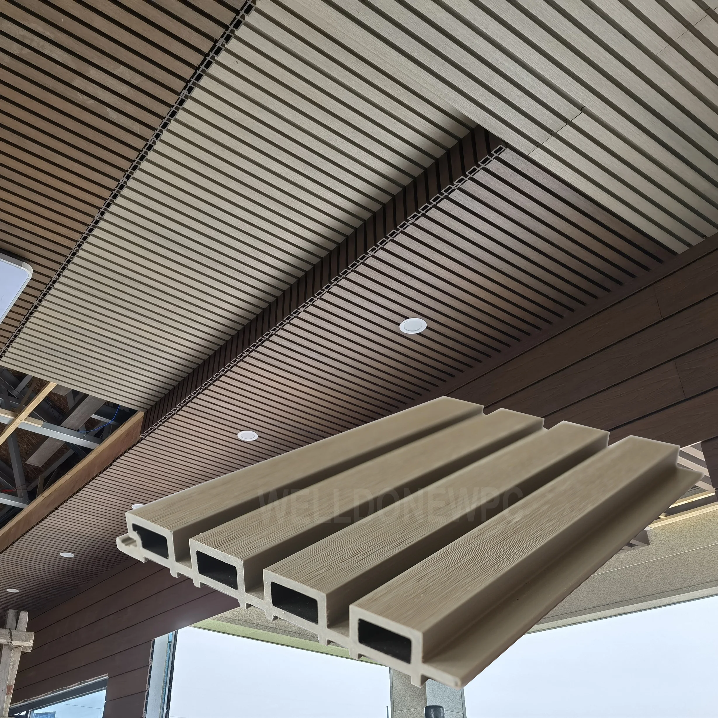 WPC Ceiling Panels Building Boards Timber Composite Fence Exterior and Interior Design Fluted Wall Panel Cladding