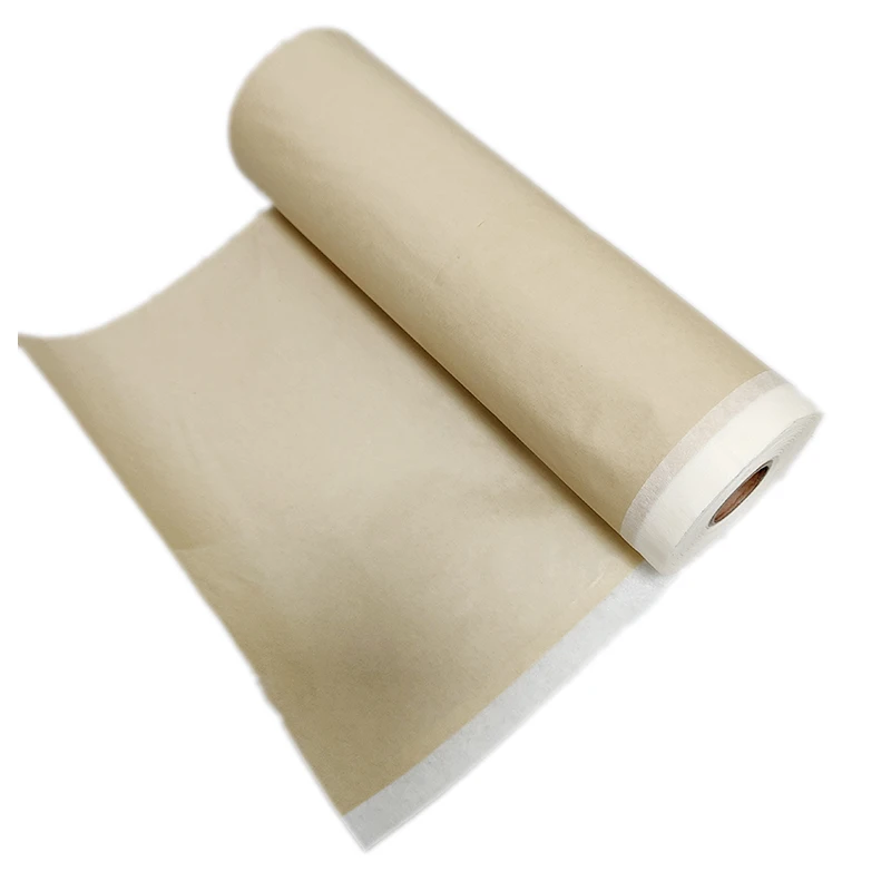 Wholesale Custom0.35m 0.55m 1.1m Pre-Taped Masking Paper and Brown Masking  Kraft Tape Paper masking paper Roll Manufacturer