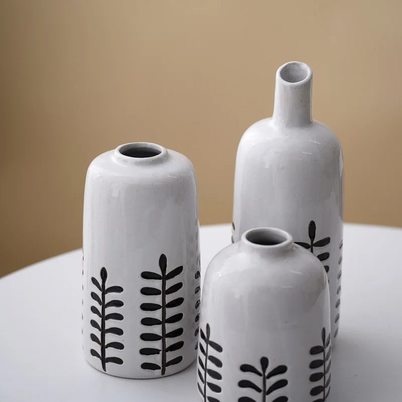 Nordic Ceramic Vase for Wedding Decorations Modern Luxury Tabletop Artificial Flower Antique Pottery