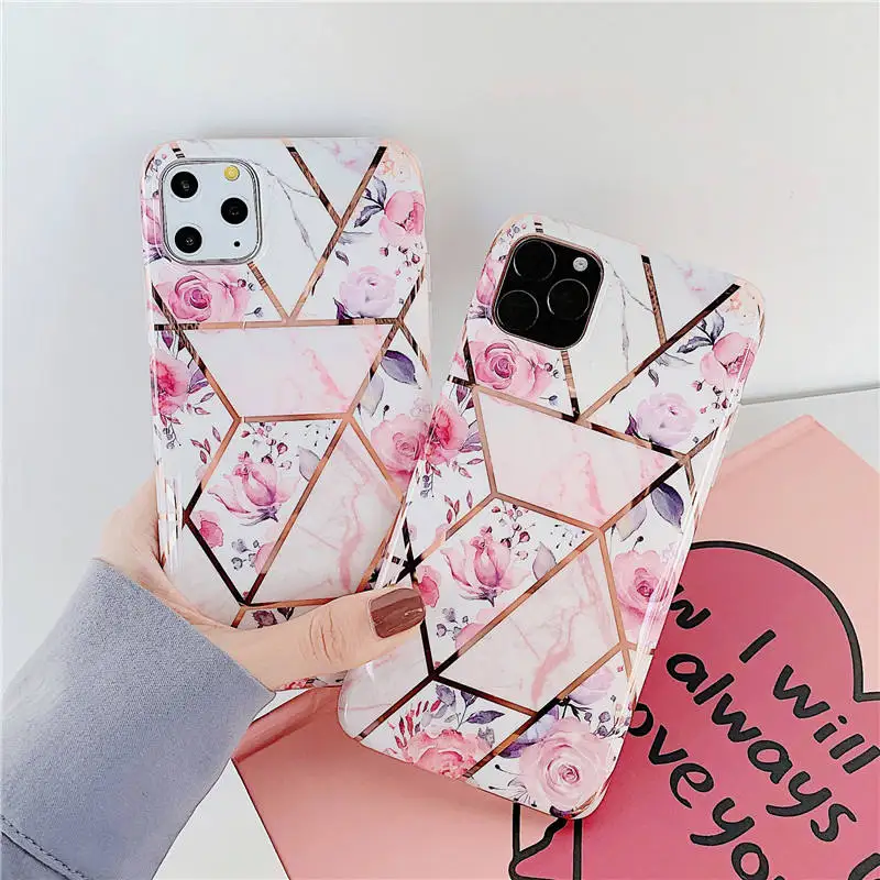 Best Selling Luxury Women Marble Electroplated Phone Accessories Mobile Back Cover Phone Case For Iphone 11 12 13 14 Pro Max