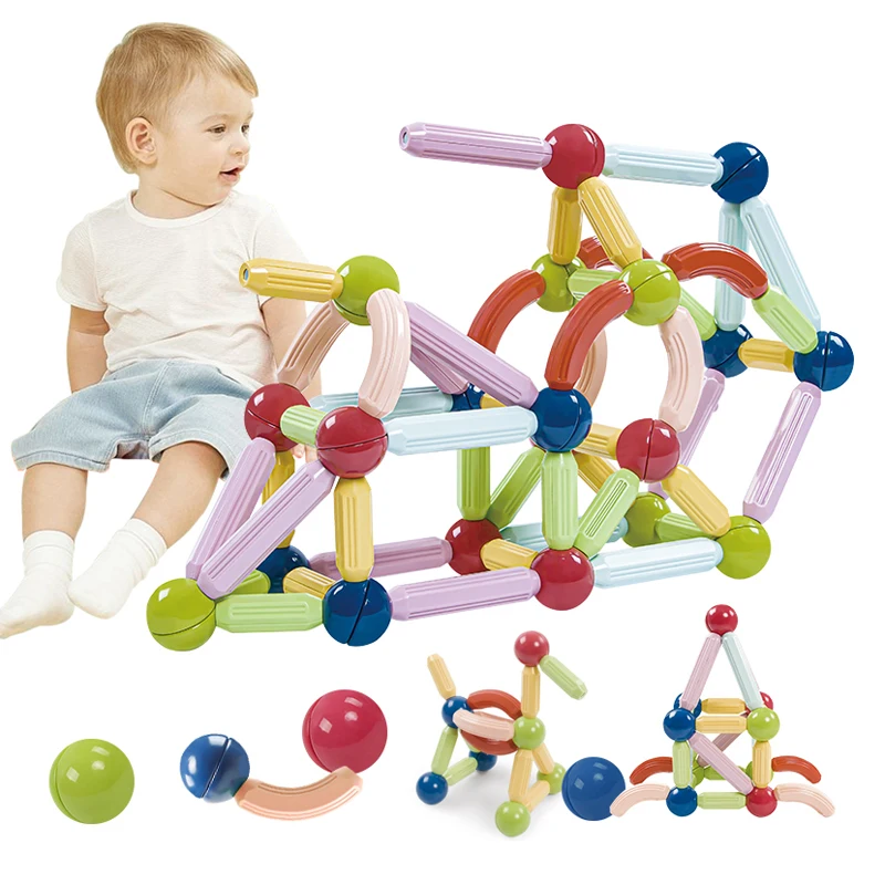 Children Creative DIY Construction Blocks Magnetic Sticks and Balls Building Toy Set for STEM Education