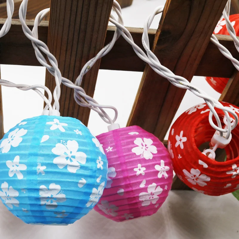 10 Global Lanterns with colourful Petal warm white Leds light for all holiday decoration