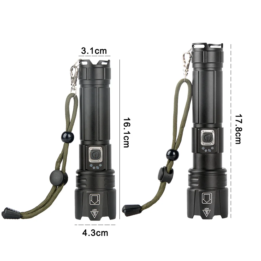 RTS Super Bright High Lumen Long Range Powerful Led Torch Light Xhp70 Waterproof Rechargeable Flashlights