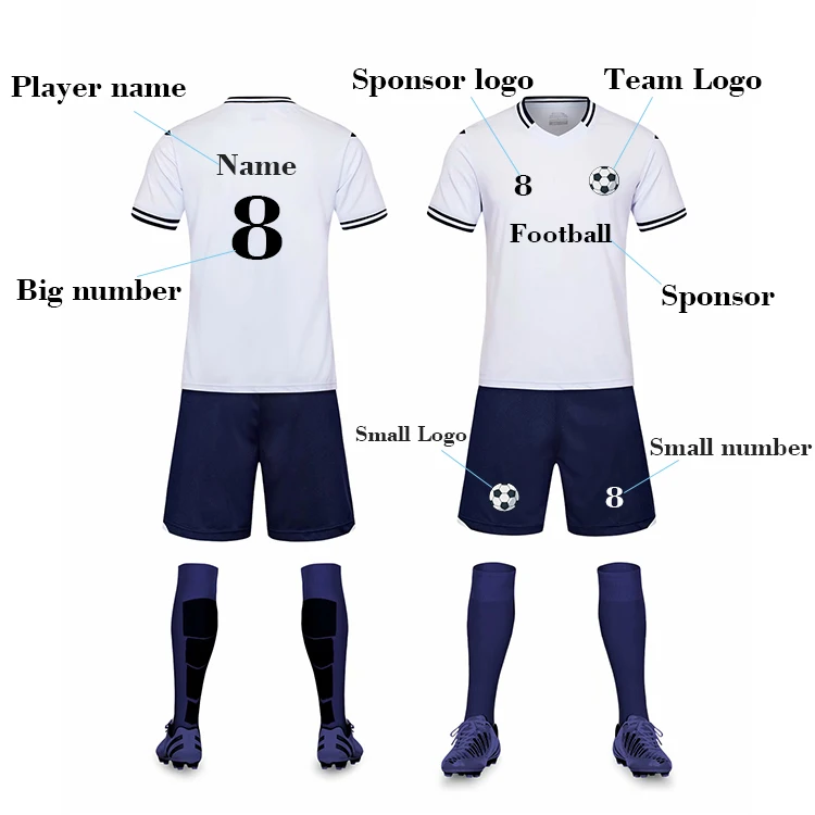 Wholesale Customized Football Uniform Breathable Polyester Soccer kit