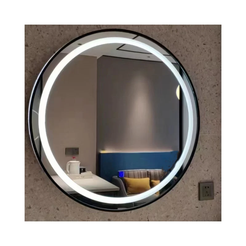 Modern Design Bluetooth LED Smart Bathroom Mirror with Antifog and Sensor Switch Aluminum Lenses and Built-In Light for Hotels