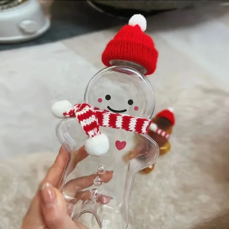 500ML Christmas Water Bottles Gingerbread Man  Candy Jars Drink Bottle Plastic Kettle Gift Wrapping Kettles Kids Gifts