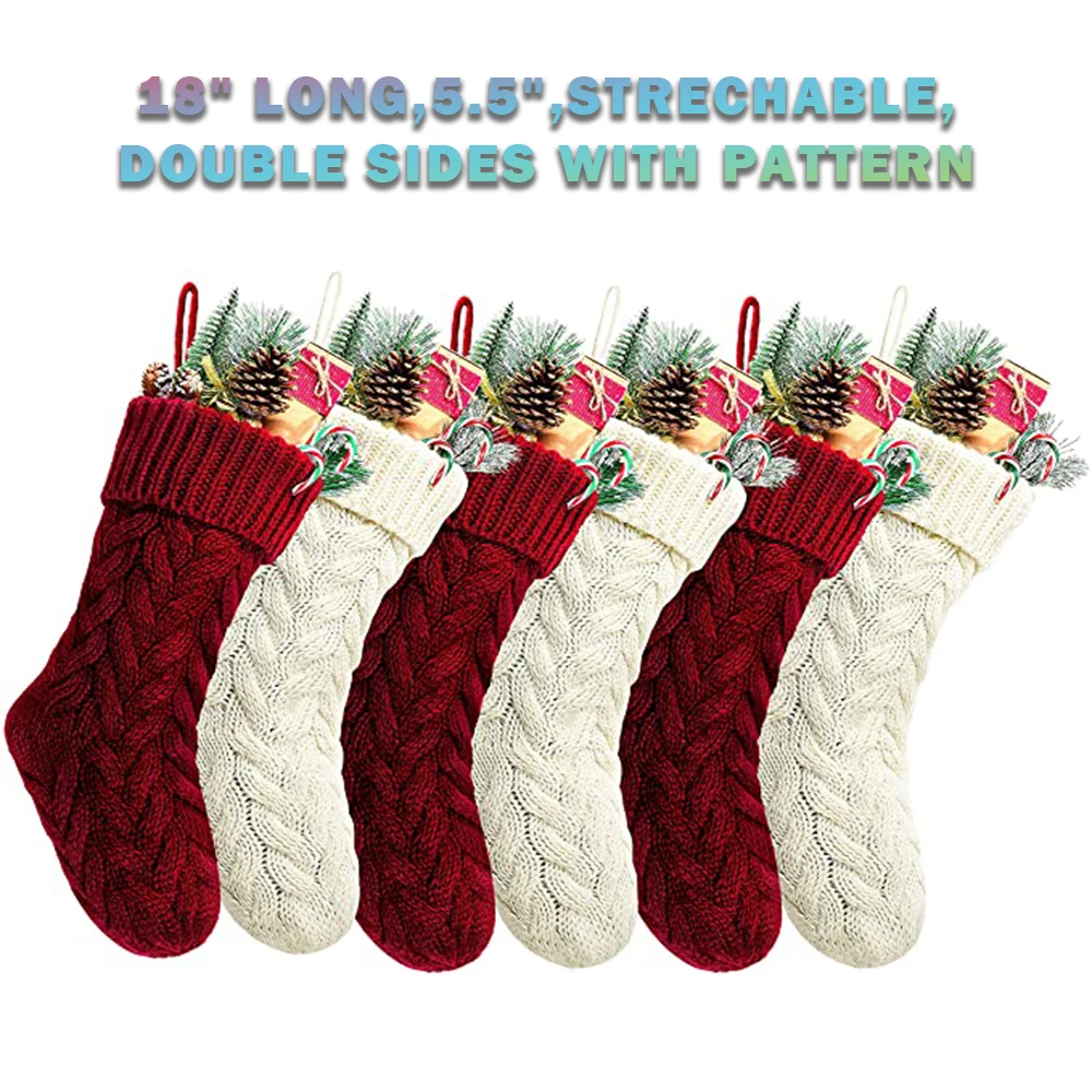 wholesale 46CM christmas tree decor christmas gift socks knitted stockings blank christmas stocking