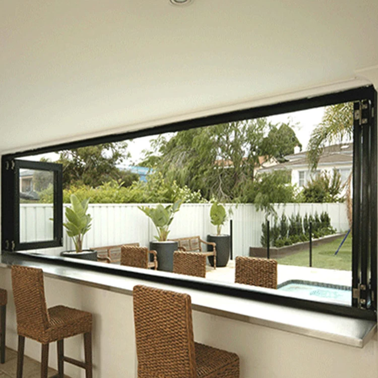 Aluminum frame folding glass kitchen window price