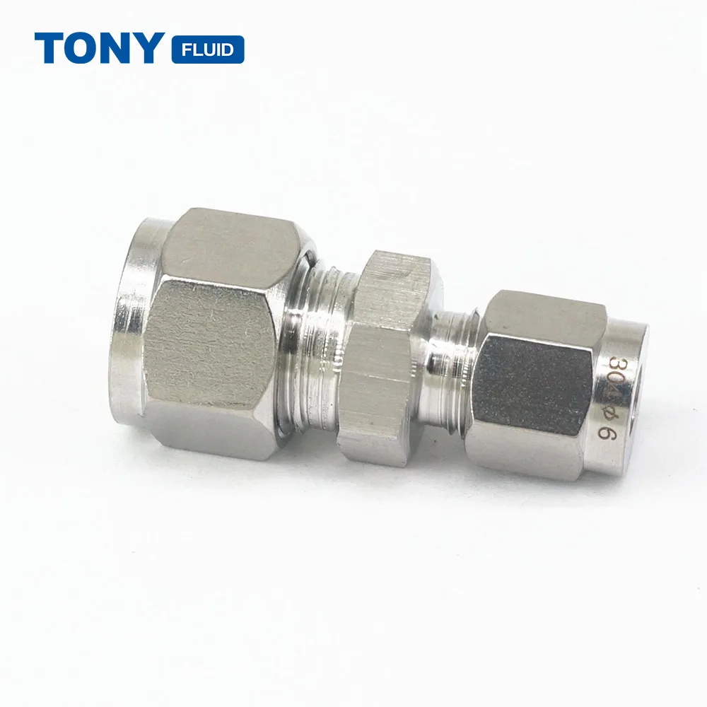 6mm x 8mm OD Stainless Steel Reducing Union Tube Fitting Double Ferrule Compression Tube Fitting