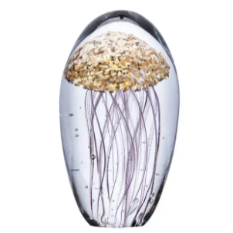 Home Decor Accessories round Murano Glass Jellyfish Paperweight Handmade Art Design Glass Craft for Ornaments and Gifts