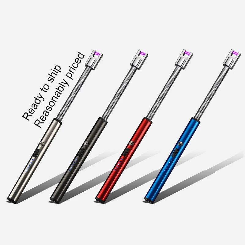 Wholesale kitchen drop shipping custom logo eco slim windproof electric arc lighters