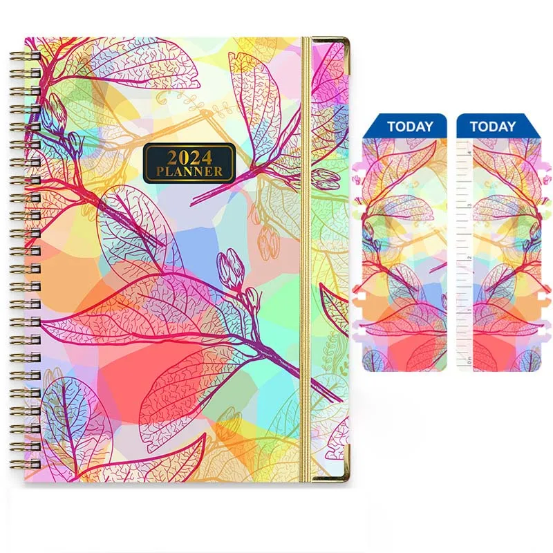 2024 Professional Korean Custom Bound Spiral Cleaning Schedule Weekly Planner A4 Cute Gold Spiral planner