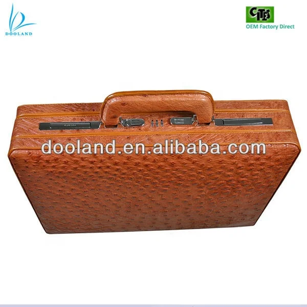 Luxury high quality gentlemen London authentic real ostrich skin briefcase box bag