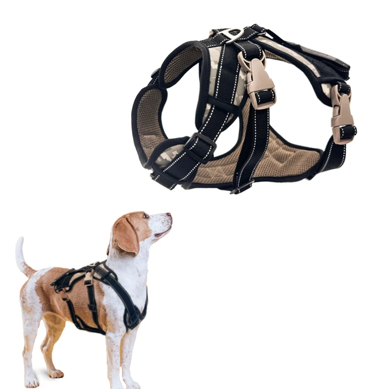 Adjustable Soft Waterproof Reflective Pet Harness Solid Pattern Leather Nylon Rubber Polyester for Big Dogs Pet ID Tag Feature