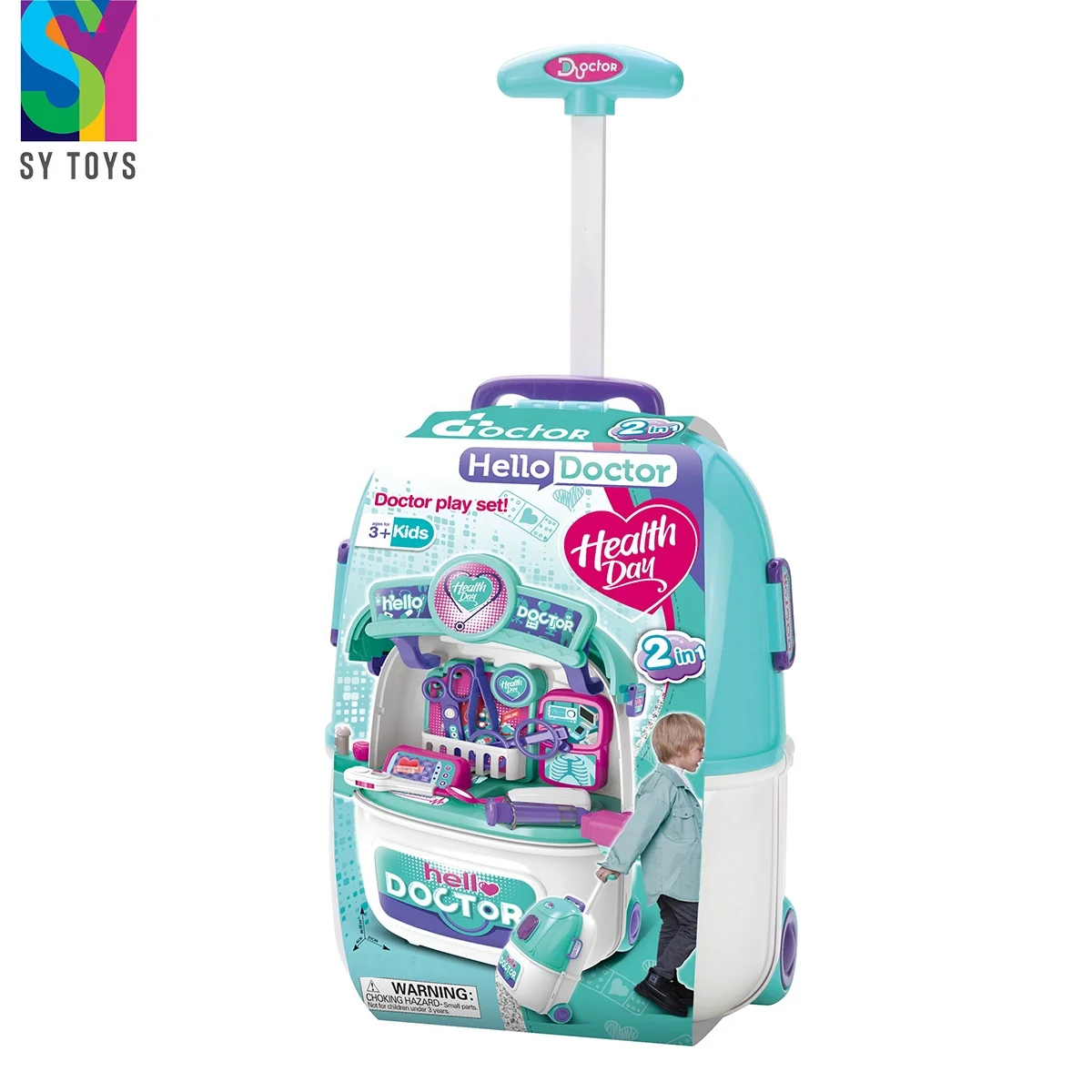 SY 3 IN 1 Educational Doctor Toys Suitcase Medicine Box Toys Set Doctor Trolley Toys