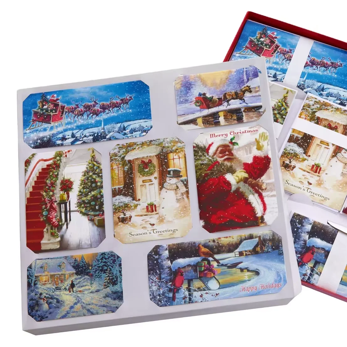 Custom logo happy birthday thank you stickers Christmas all occasion 3d pop up hot foil printing greeting cards with envelope