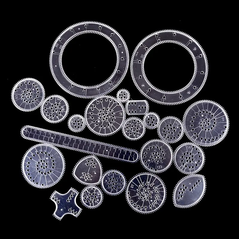 OEM 1set Spirograph Deluxe Set Design Tin Set Draw Spiral Designs Interlocking Gears & Wheels Draw Educational Toys School Supplies