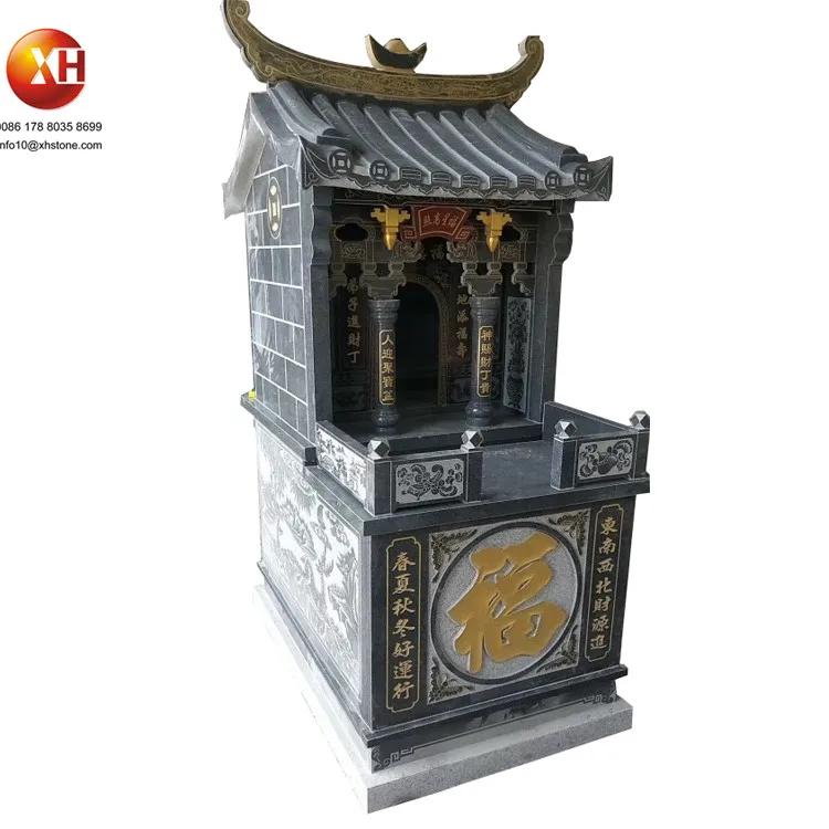 High Quality Hand Carved Bluestone Mini Temple Stone Shrines Tu Di Gong Marble Small Temple For Temple and Home Use