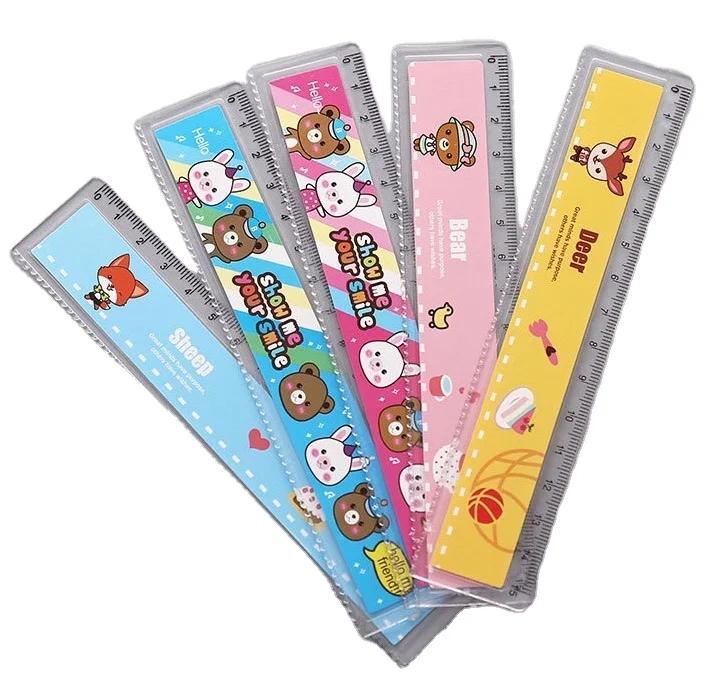 Wholesale high quality OEM plastic rulers, can be customized with printed cartoon patterns