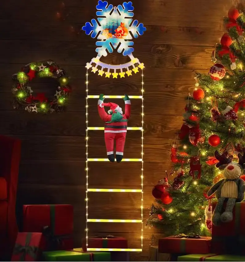 Christmas Decorative Ladder Lights with Santa Claus for Indoor Outdoor Xmas Tree Decoration LED Christmas Lights