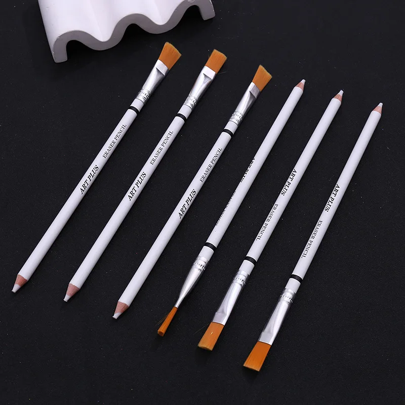 Xin Bowen Sketch Pencil Art Student Wood White Charcoal Pencil Eraser With Brush For Sketch And Paint Drawing